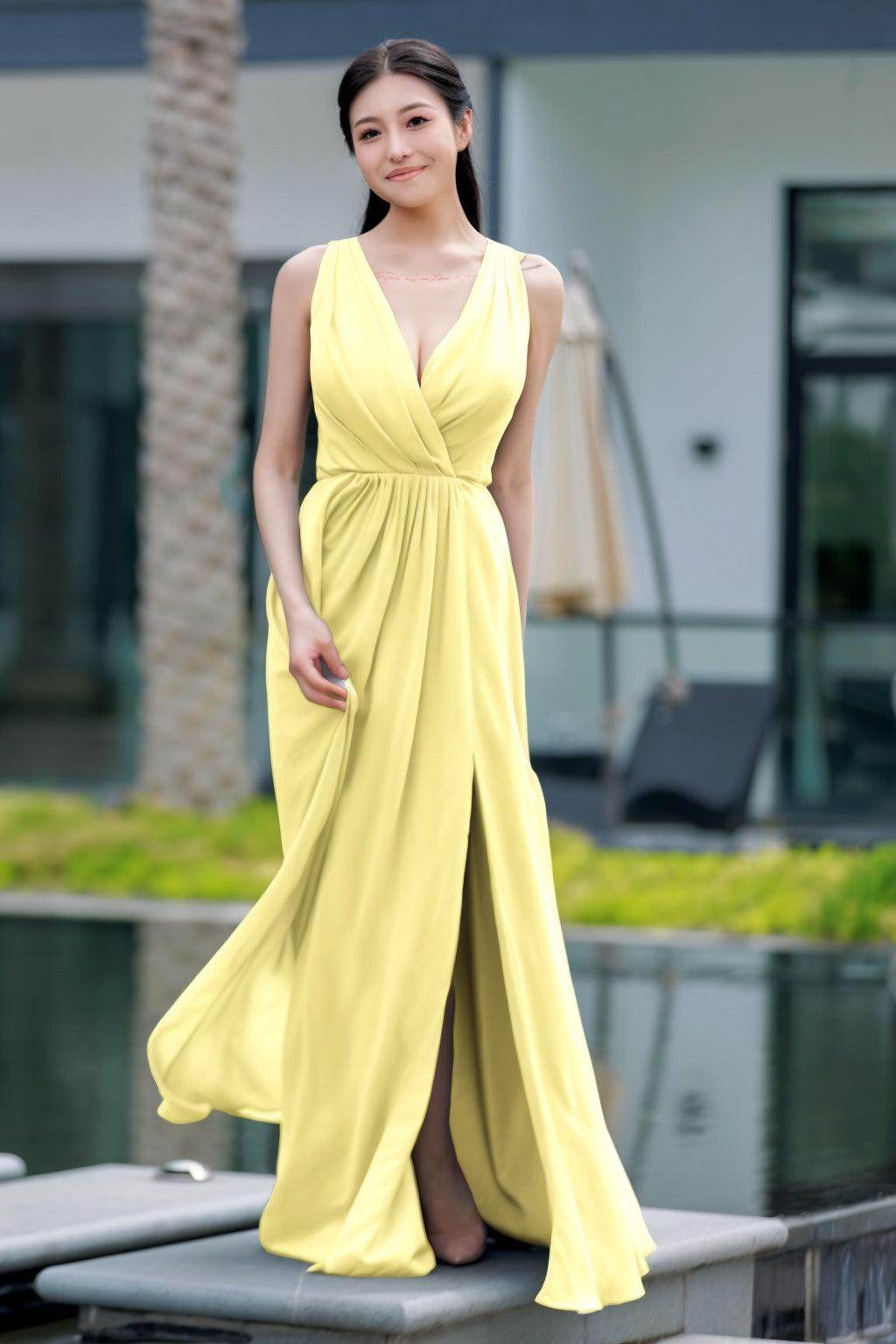 A-Line Floor Length Chiffon Bridesmaid Dress CB0708 - COCOMELODY
